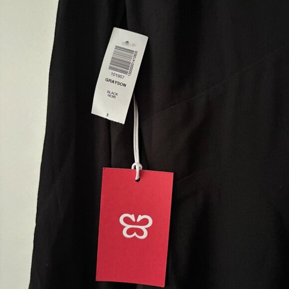 Aritzia Sunday Best Grayson Dress NWT Black Long Sleeves V-Neck Size 8 - Picture 7 of 7